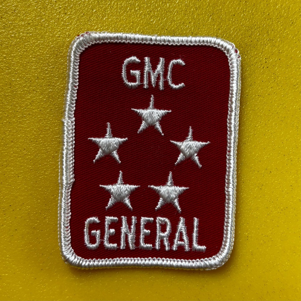Vintage GMC General Truck Patch Red White 5 Star Embroidered Sew On 3x2.25